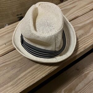 Stylish Cream Fedora Hat with Black Band